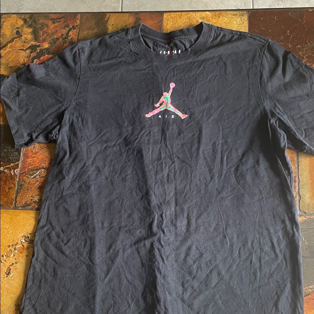 Jordan Black Short-Sleeve T-Shirt with Multicolor Jumpman (331)